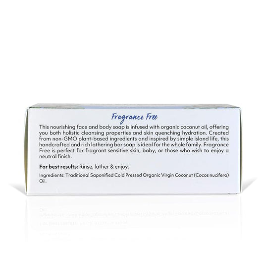 Coco Fiji Soap Bar for Face and Body Infused With Organic Coconut Oil, Fragrance Free, Essential Oil, Natural Soap for Moisturizing & Pore Purifying Skin, 7 oz,Pack of 12