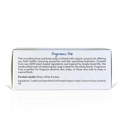 Coco Fiji Soap Bar for Face and Body Infused With Organic Coconut Oil, Fragrance Free, Essential Oil, Natural Soap for Moisturizing & Pore Purifying Skin, 7 oz,Pack of 2