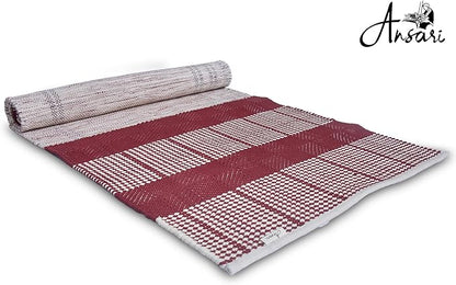 Craftyansari Handwoven Cotton Yoga Mat, Natural, 72 x 24 Inches, Fair Trade, Soft Absorbent Surface for Exercise, Workout, Meditation