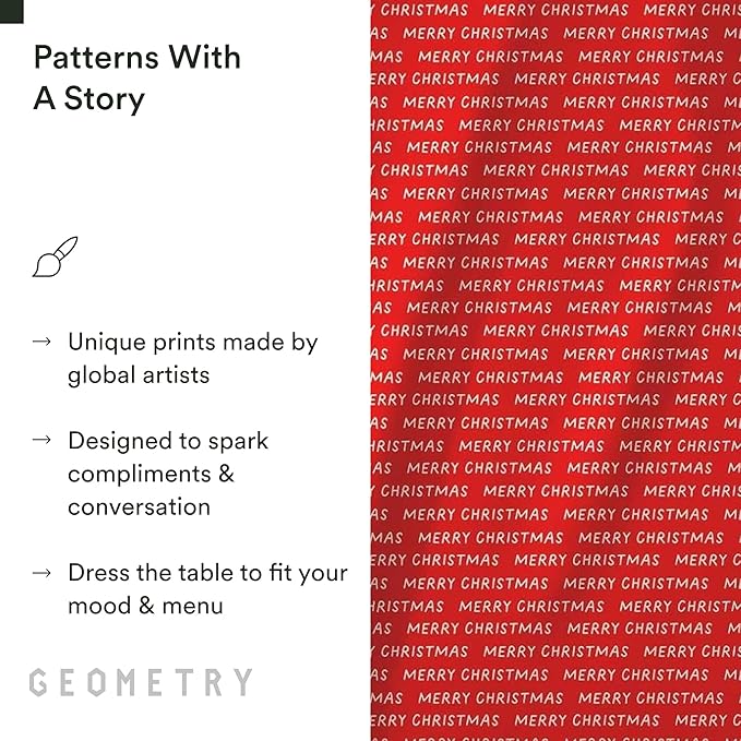 GEOMETRY Christmas Dinner Napkins - Premium Cloth Napkins - Quick Dry & Super Absorbent Table Napkins - Premium Geosuede Linen Napkins - Merry Xmas 19" x 19" - 6 Pieces