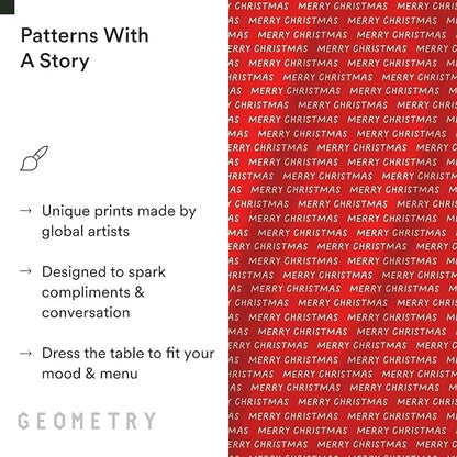 GEOMETRY Christmas Dinner Napkins - Premium Cloth Napkins - Quick Dry & Super Absorbent Table Napkins - Premium Geosuede Linen Napkins - Merry Xmas 19" x 19" - 6 Pieces