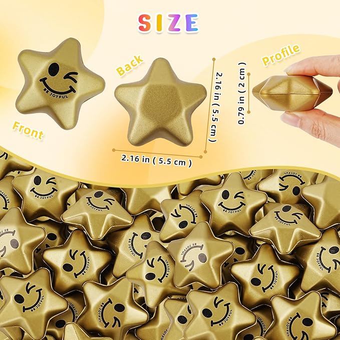36PCS Stress Balls, Star Stress Balls for Adults & Kids, Mini Foam Ball Stress Relief Toys, Fidget Anxiety & Anger Relief at Work/School/Home, Student Prizes, Perfect Party Favors