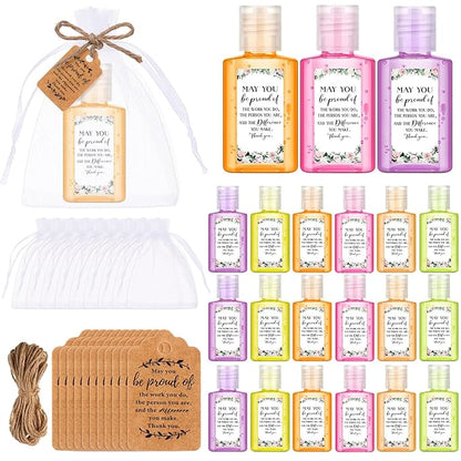 Frienda 24 Set Christmas Thank You Mini Hand Sanitizer Gift Bulk Travel Size Hand Sanitizer Xmas Party Favor Appreciation Gift for Coworker Staff Employees Nurse Teacher Homeless Care Package Supplies