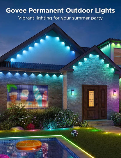 Govee Permanent Outdoor Lights 2, 100ft RGBIC Outdoor Lights with 72 LED Lights, IP67 Waterproof, 100 Scene Modes with 40lm White for Outdoor Decorations, Works with Alexa, Google Assistant, Black