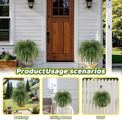 Single Silky 50" Artificial Fern Plant, Large Fake Fern with 100Fronds, Realistic Faux Boston Fern Bush for Outdoors & Indoor, Silk Greenery for Planter, Garden, Office, Home Décor