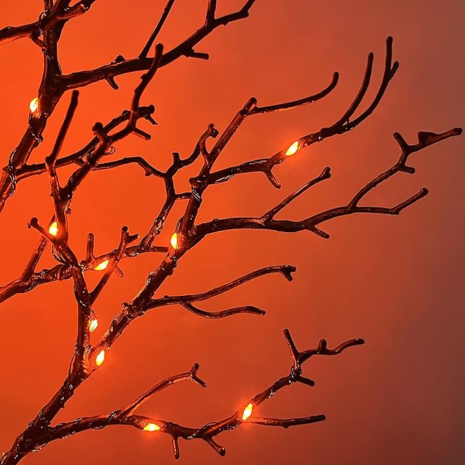 LITBLOOM Halloween Garland Lights 8 Functions 120 Orange and Purple Bi-Color Fairy Lights, Lighted Black Garland Battery Operated for Fall Halloween Decor Inside Outdoor