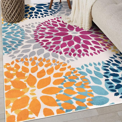 Rugshop Modern Floral Circles Design for Living Room,Bedroom,Home Office,Kitchen Non Shedding Area Rug 3'1" x 5' Multi