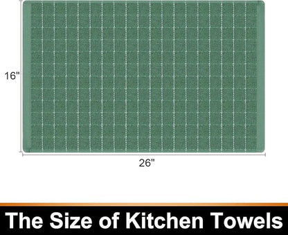 Mordimy 100% Cotton Terry Cloth Kitchen Towels, Super Soft and Absorbent Dish Towels for Drying, Checkered Designed Hand Towels for Kitchen, 16 x 26 Inches, 4 Pack, Grass Green