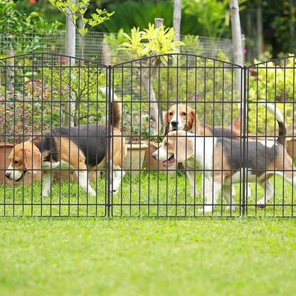 INJOPEXI Garden Fence 6 Panels 11.8ft (L)×30in (H) Decorative Garden Fences with 6 Panels Rustproof Wire No Dig Garden Fence Animal Barrier Fencing Outdoor for Backyard Patio - Without Fence Gate