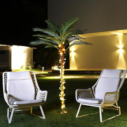 7Ft Artificial Sago Palm Tree Tall Fake Palm Plant with 12 Pcs Adjustable Leaves Tropical Decor Plastic Faux Tree in Pot Realistic Fake Plants for Home Indoor Office Patio Porch