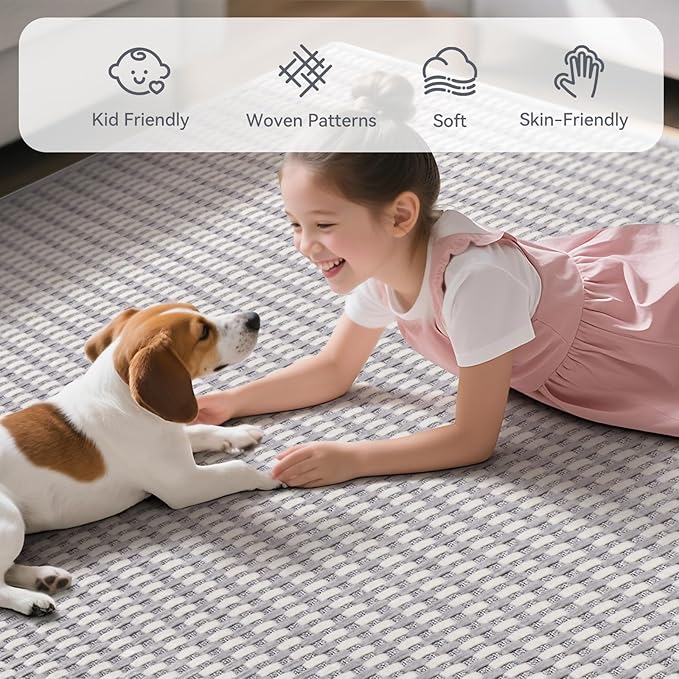 2x3 ft Indoor Door Mat Entryway Rug Non Slip Woven Washable Area Rugs Kitchen Mats for Floor, Front Entry Rug Entrance Doormat for Hall Porch Bathroom Kitchen Bedroom, Easy Clean, Gray 24"x36"