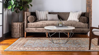 Rugs.com Aditi Collection Rug – 3' 3 x 5' 3 Light Blue Low Rug Perfect for Living Rooms, Large Dining Rooms, Open Floorplans