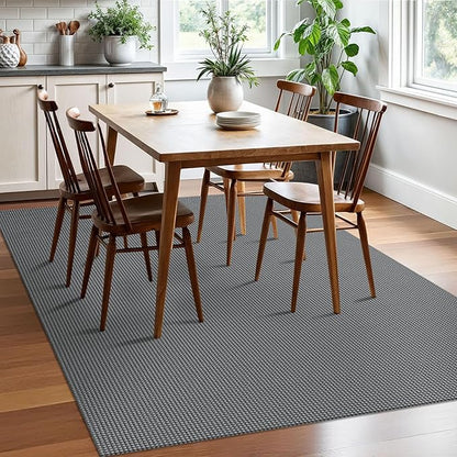EARTHALL Woven Area Rugs 5x7 Ft Washable Living Room Rugs Non Slip Rubber Backed Dining Room Rug Braided Bedroom Rugs Indoor Floor Carpet for Living Room, Bedroom, Dining Room, Dark Gray