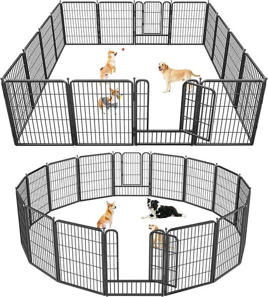 Dog Playpen 32" Height 16 Panels Portable Pet Fence Outdoor for Yard Indoor Dog Pen Outdoor for Medium/Small Animals, Large Pet Puppy Playpen Heavy Duty Pet Fence for RV Camping, Yard