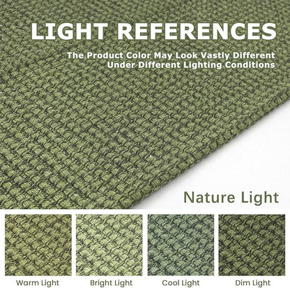 KOZYFLY Washable Area Rug 6x9 ft Rubber Backed Non Slip Rugs for Living Room Braided Cotton Bedroom Rug Woven Office Rugs Indoor Floor Carpets for Dining Bedroom Living Room, Bright Green/Earthy Green