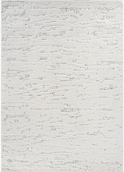 Beverly Rug Micro Loop Area Rug White/Gray 6x9 Abstract Modern Luxury Brushstroke Durable Soft Indoor Rugs for Living Dining Room Office Stain Resistant Non Shedding Casual Indoor Carpet 6 x 9
