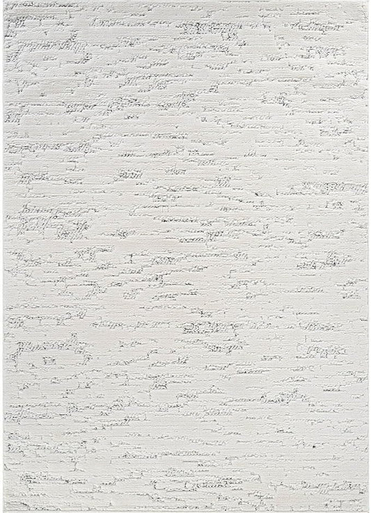 Beverly Rug Micro Loop Area Rug White/Gray 6x9 Abstract Modern Luxury Brushstroke Durable Soft Indoor Rugs for Living Dining Room Office Stain Resistant Non Shedding Casual Indoor Carpet 6 x 9