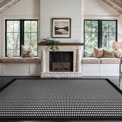 Beverly Rug Micro Loop Area Rug Black/White 8x10 Geometric Modern Luxury Zebra Durable Soft Indoor Rugs for Living Dining Room Office Stain Resistant Non Shedding Casual Indoor Carpet 8 x 10