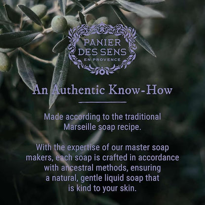 Panier des Sens - Moisturizing Hand Soap - Lavender Aromatic Fragrance - French Savon de Marseille Soap with Coconut Oil - Refillable Kitchen & Bathroom Soap - 16.9 Fl.oz Hand Wash 97% Natural