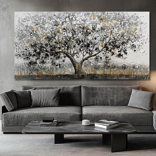 SDYA Black and White Canvas Pictures Landscape Art Poster 24"x48" Large Dining Room Wall Art Bedroom Pictures Wall Decor Over Bed