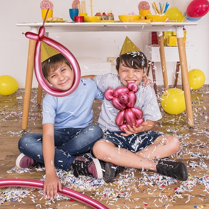 Metallic Red Long Balloons Premium 260 Twisting Animals Magic Balloons for Birthday Kids Wedding Party Supply 100pcs