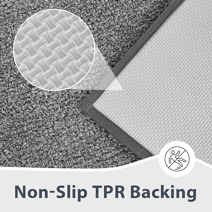 Bathroom Rugs 24" x 36", Non-Slip Extra Soft Absorbent Bath Rugs, Machine Washable Quick Dry Bath Mats for Bathroom Floor, Shower, Bathtub and Sink, Grey & Dark Grey