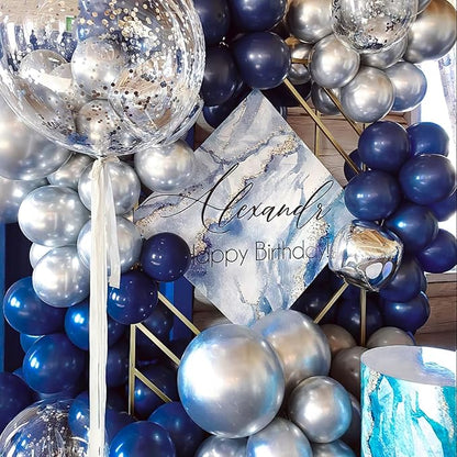 PartyWoo Navy Blue Balloons 50 pcs 12 Inch Matte Dark Blue Latex Helium Balloons for Graduation New Year Weddings Father's Day Sports Theme Baby Shower Birthday Party Decorations Blue-Y72