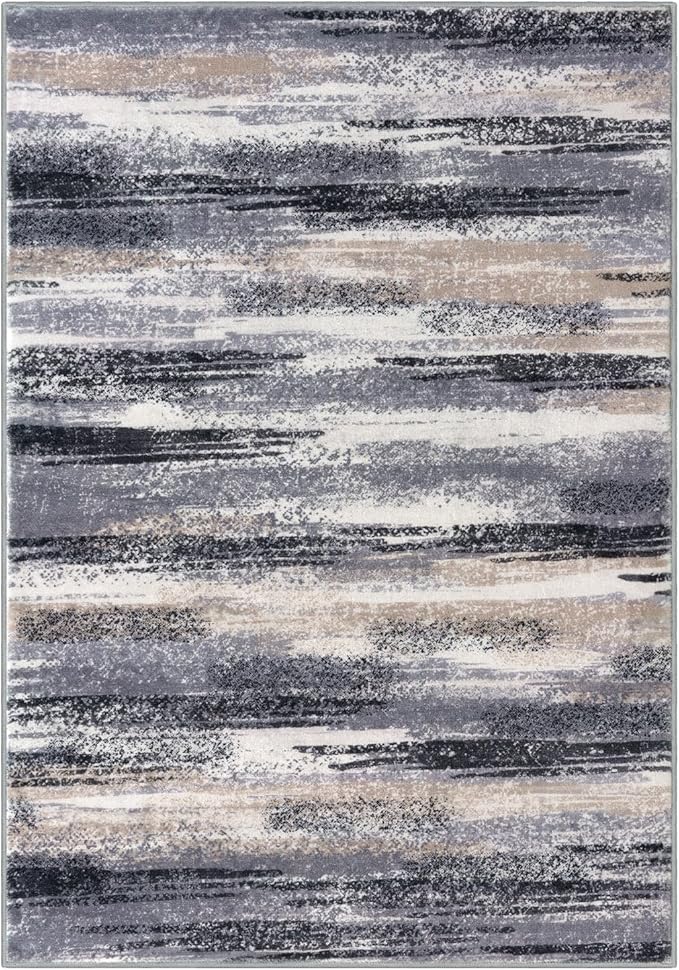 Modern Abstract Entryway Rug Indoor 2x3 Washable Rug Non-Slip Soft Small Area Rug Grey Black Multi Kitchen Mats Thin Print Faux Wool Floor Carpet Throw Rugs for Entrance Bedroom Home Decor