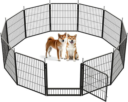 SunsGrove Dog Playpen Outdoor, Heavy Duty 32 Inch 12 Panels Dog Playpen for Small and Medium Dogs, Free and Safe Play Dog Fence Indoor, Black