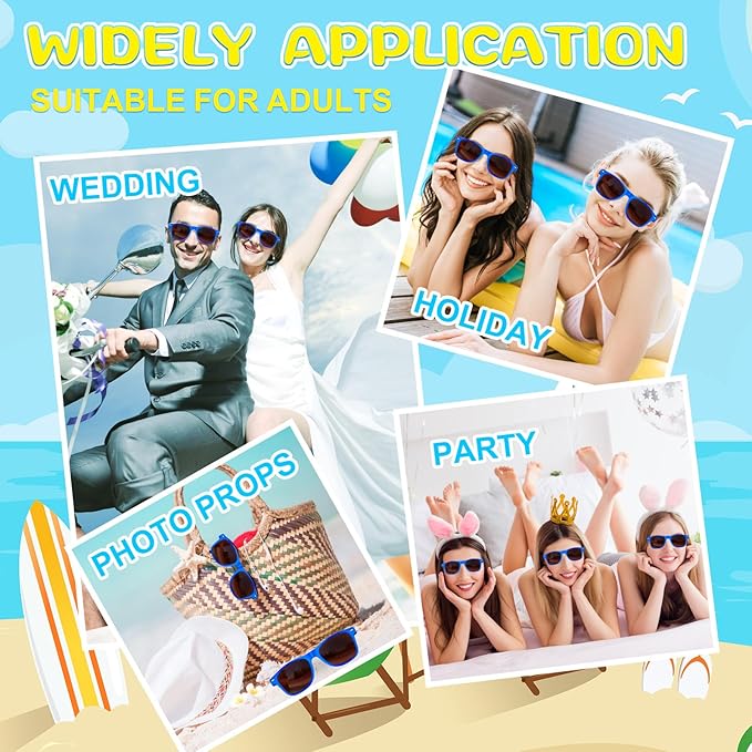 ASTARON 12 Pack Party Sunglasses Bulk Neon Party Favors for Beach Wedding Party Pool Party Supplies