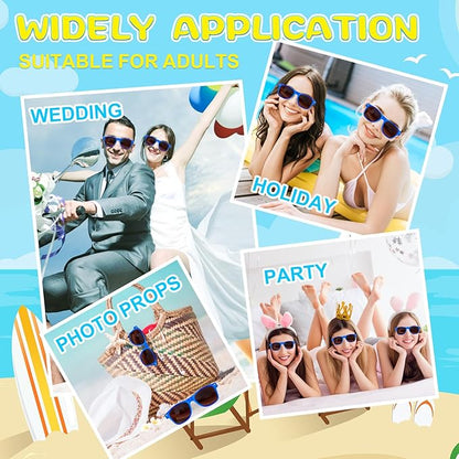 ASTARON 24 Pack Blue and Red Party Sunglasses Bulk Neon Party Favors for Beach Wedding Party Pool Party Supplies