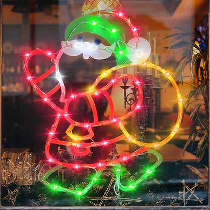 Christmas Decorations - 16" Christmas Window Silhouette Lights - 4 Pack Colour Lighted Santa & Bell & Reindeer & Christmas Tree for Holiday Indoor and Outdoor Wall Door Window Decorate