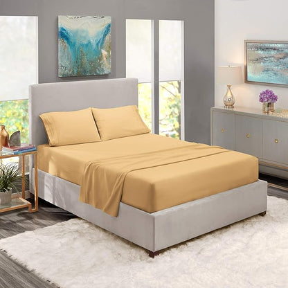 Nestl Split King Sheet Set - 1800 Ultra-Soft Microfiber Bed Sheets - Double Brushed - Deep Pockets - Easy Fit - 5 Piece Set - Bed Sheets & Pillowcases (Split King Size, Camel Gold)
