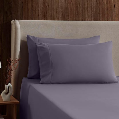 Nestl Short Queen Sheet Set - 1800 Ultra-Soft Microfiber - Double Brushed - Deep Pockets - Easy Fit - 4 Piece Set - Bed Sheets (Short Queen, Grayish Purple)