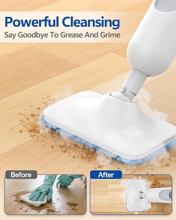 F2 Steam Mop,12-in-1 Handheld Steam Cleaner,Powerful Detachable Steam Mop for Floor Cleaning,360ML Tank,15FT Power Cable,Scrubbing Steam Cleaner for Home,Hardwood,Tile,Grout,Furniture-White