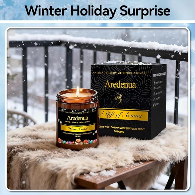 Warm Cashmere Scented Candle – Warm Luxe Cashmere & Soft Vanilla Notes, Cozy Clean Scent, Non-Toxic Soy Wax Candles, Long Lasting Candle for Home & Relaxation - 7oz Aromatherapy Candles