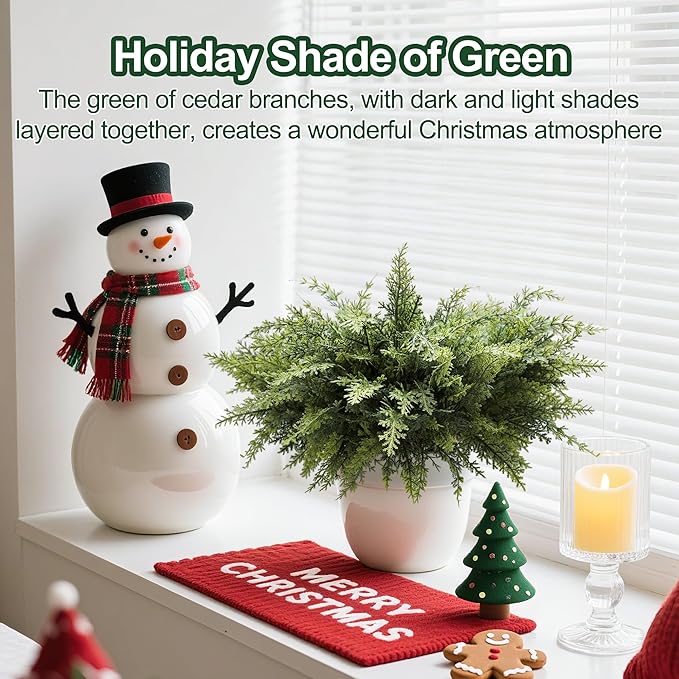 12PCS Cedar Branches for Christmas Decorations, Christmas Artificial Cedar Branches Decor Indoor