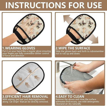 Pet Grooming Gloves Reusable Dog & Cat Hair Remover for Furniture, Car Interiors Multi-Surface Deshedding Tool for Carpets, Bedding & Home Cleaning