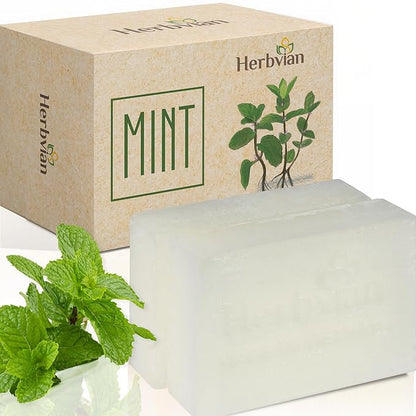 2 Pcs Peppermint Soap Bars, Mint Mentha Arvensis Moisturizing, Back Ance Bath Body and Face Soap, Cleanser Soap Bar with Mint and Coconut Oil for Men, Women, Teen and All Skin Types