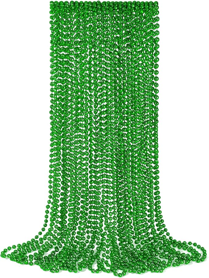 YAXINRUI 12 PCS St. Patricks Day Necklaces, Green Mardi Gras Beads Christmas Necklace, 33" St. Patrick's Day Green Beads St. Patricks Day Accessories for Mardi Gras, St. Patricks Day Party Favors