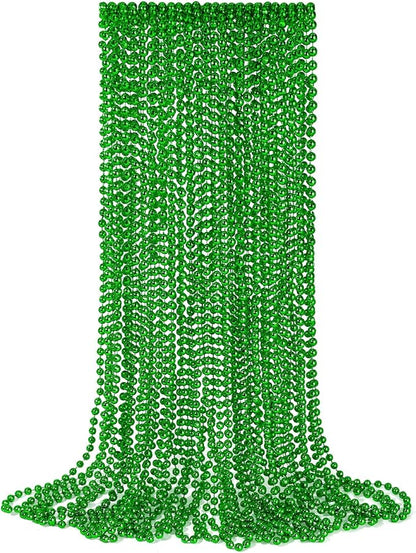 YAXINRUI 12 PCS St. Patricks Day Necklaces, Green Mardi Gras Beads Christmas Necklace, 33" St. Patrick's Day Green Beads St. Patricks Day Accessories for Mardi Gras, St. Patricks Day Party Favors