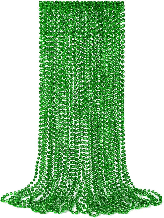 YAXINRUI 12 PCS St. Patricks Day Necklaces, Green Mardi Gras Beads Christmas Necklace, 33" St. Patrick's Day Green Beads St. Patricks Day Accessories for Mardi Gras, St. Patricks Day Party Favors