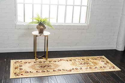 Rugs.com Chateau Collection Rug – 3' x 19' 8 Runner Cream Medium Rug Perfect for Hallways, Entryways