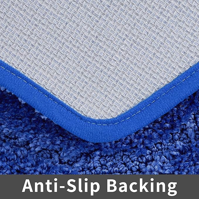 COSY HOMEER Extra Thick Bath Rugs for Bathroom - Anti-Slip Bath Linen Sets Mats Soft Plush 100% Strong Polyester Mat Living Room Bedroom Floor Water Absorbent(Blue,17x27 - Inches)