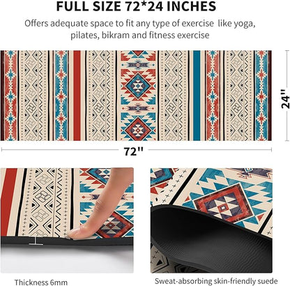 nuveti Yoga Mat Print Extra Thick TPE Non Slip Fitness Exercise Mat with Carrying Bag,72"x24" Extra Thick 6MM Exercise & Workout Mat for Yoga, Pilates Fitness and Floor Exercises
