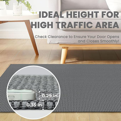 Braided Runner Rug 3x18 Ft Washable Runners for Hallways Non Slip Rubber Backed Kitchen Runners Cotton Long Entryway Runner Indoor, Woven Carpet for Hall Stair Entryway, Dark Grey/Grey
