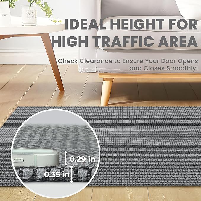 Braided Runner Rug 2x5 Ft Washable Runners for Hallways Non Slip Rubber Backed Kitchen Runners Cotton Entryway Runner Indoor, Woven Floor Carpet for Hall Kitchen Bedroom, Dark Grey/Grey
