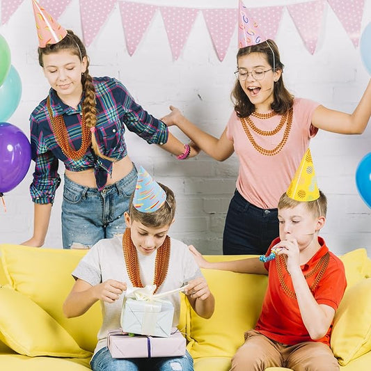 YAXINRUI 12 PCS Orange Bead Necklaces, Orange Mardi Gras Beads, Halloween Beads Necklaces, 33 Inch Beaded Necklaces Costume Necklace for Mardi Gras Christmas Halloween Party Favors