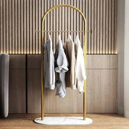 Gold Clothing Rack, Modern Clothes Rack with Marble Base, Heavy-duty Coat Racks Freestanding,garment racks for hanging clothes,Can Hang Jacket Garment, Hat, Scarf, Organize Shoes