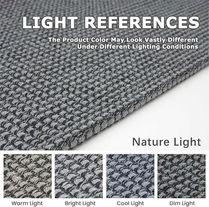 KOZYFLY Runners for Hallways 2x7 ft Washable Kitchen Runner Non Slip Rubber Backed Hall Runners Cotton Entryway Runner Rugs Floor Carpet for Indoor Backdoor Bedroom Kitchen, Grey/Dark Grey